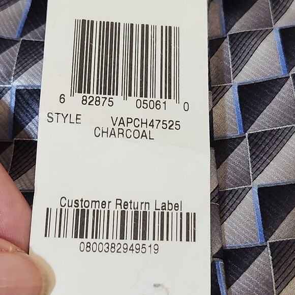 NWT Via Europa Black Gray Geometric check 100% Silk Classic Men's Tie - Picture 5 of 7